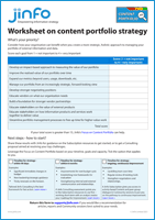 Worksheet on content portfolio strategy
